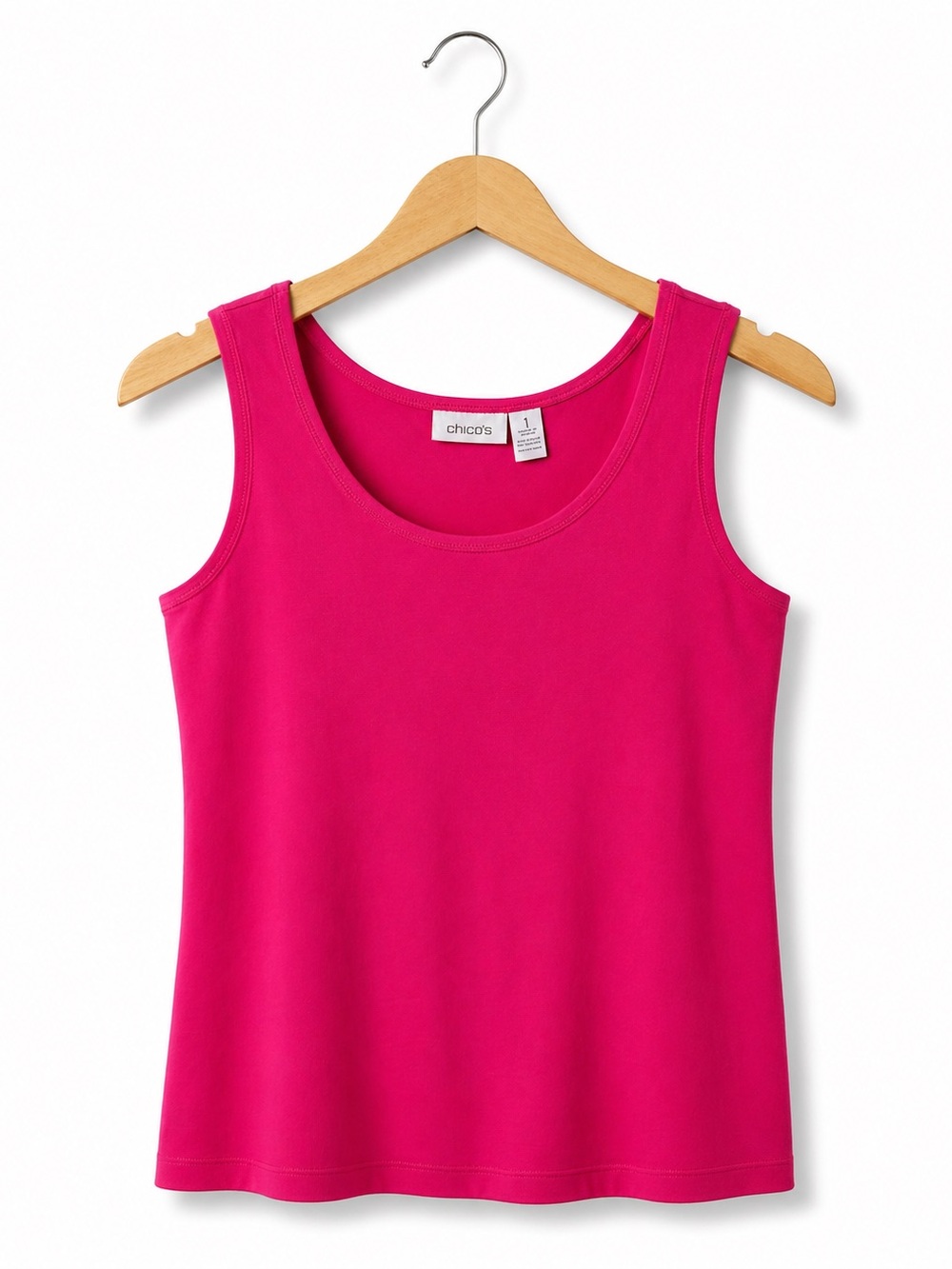 Chico's Fuchsia Scoop Neck Tank Top Small Basic Barbiecore Layering
